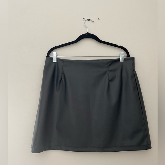 Glassons Skirts Glassons Black Leather Mini Skirt With Side Slit